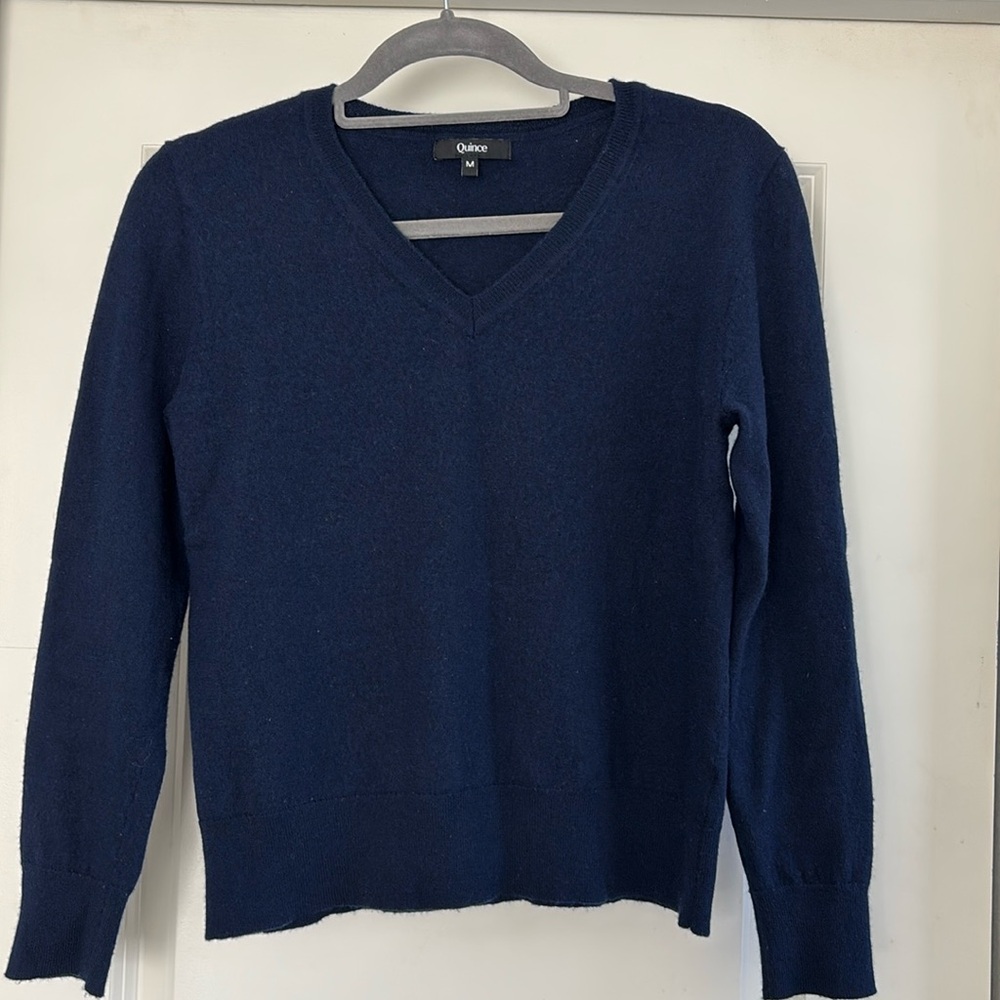Quince 100% merino wool navy sweater.
